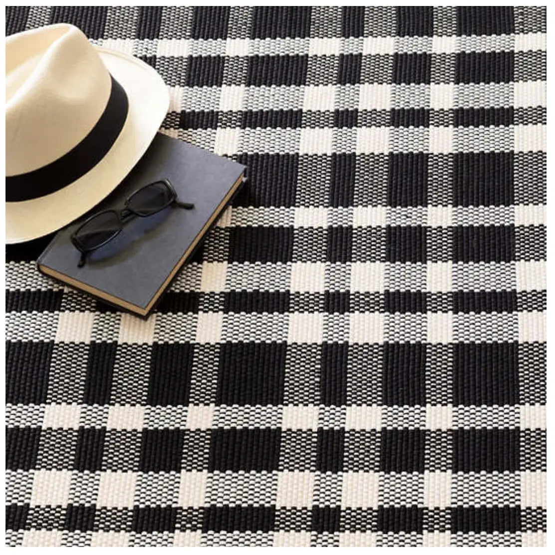 Tattersall Black Indoor/Outdoor Rug - Home Smith
