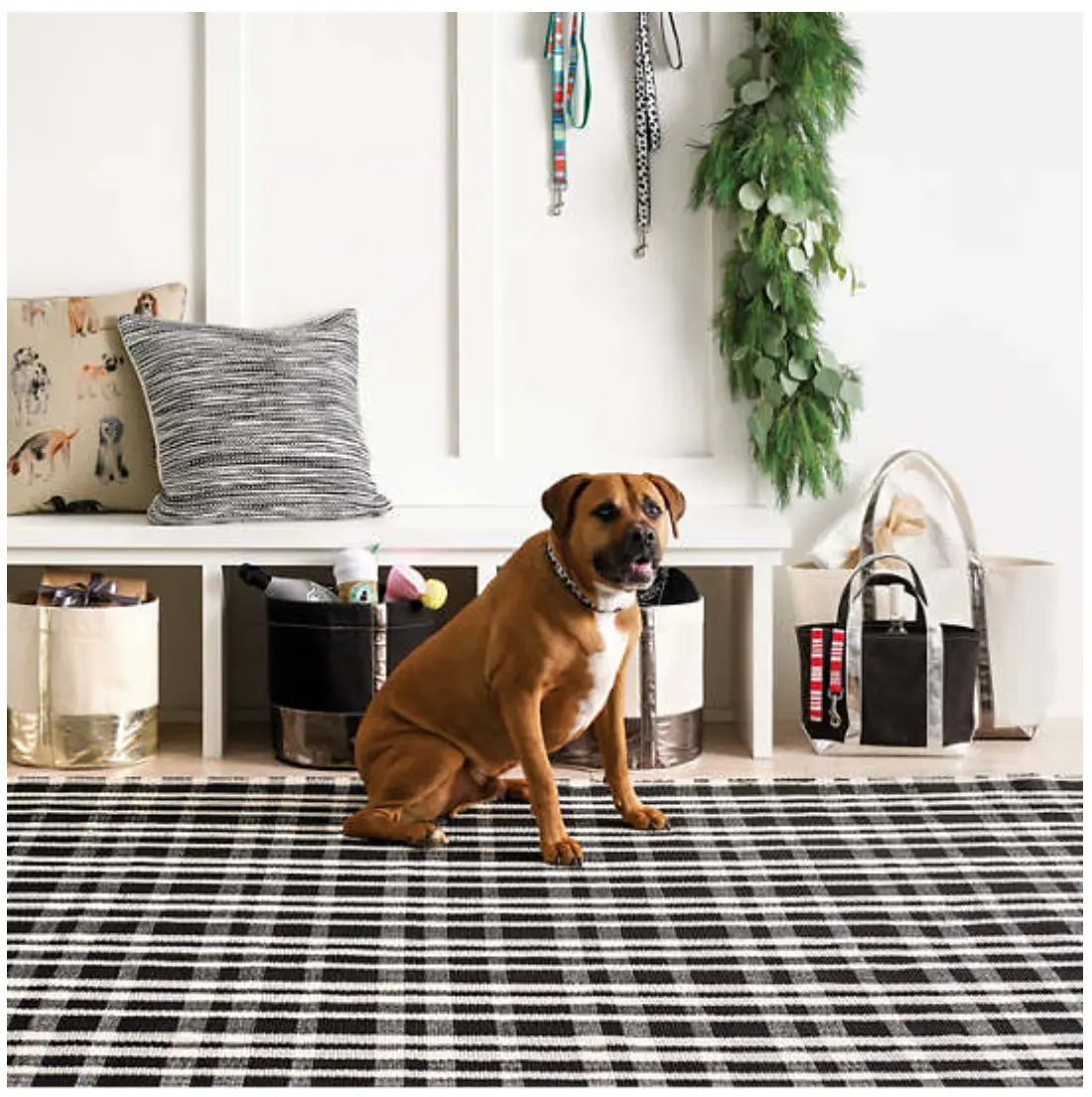 Tattersall Black Indoor/Outdoor Rug - Home Smith
