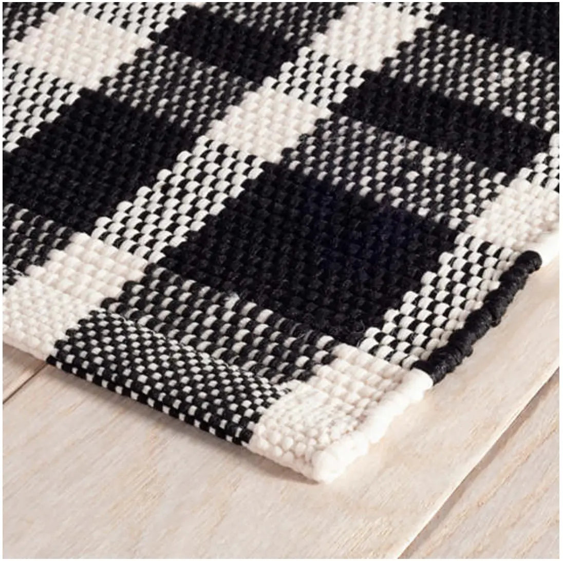 Tattersall Black Indoor/Outdoor Rug - Home Smith
