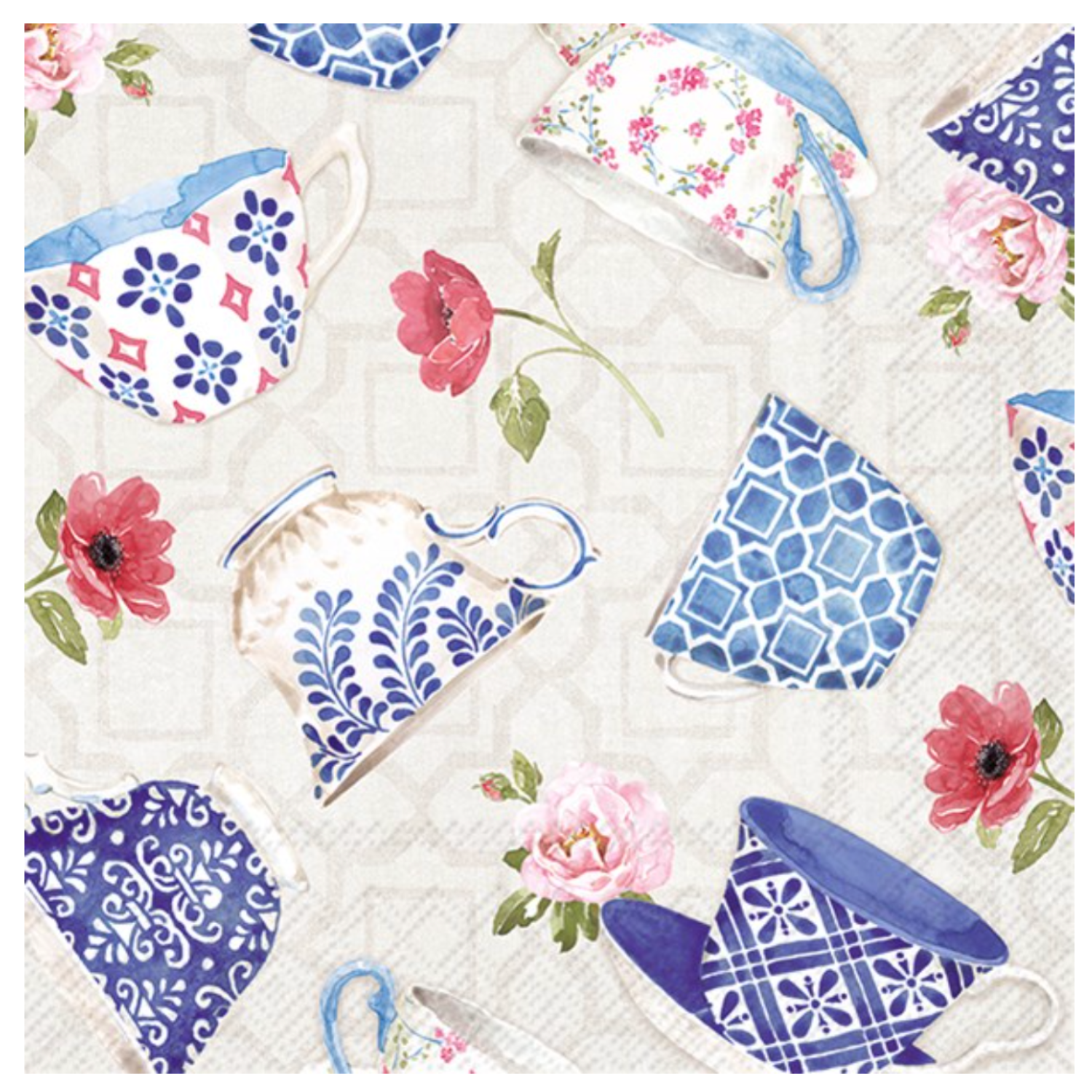 Indigo Coffee Mugs Napkin in Light Grey at Home Smith