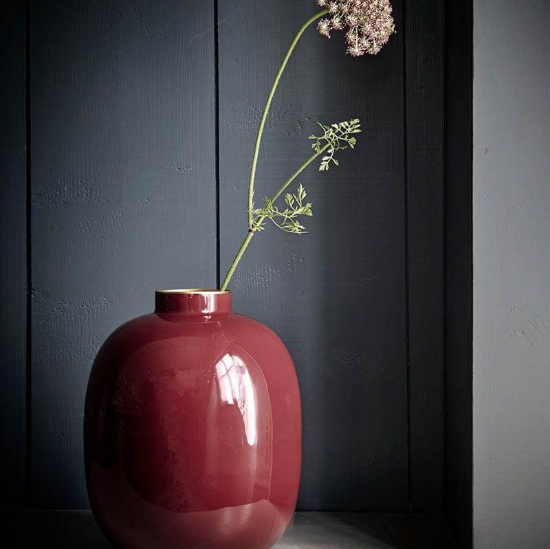 Vase Metal Dark Red at Home Smith