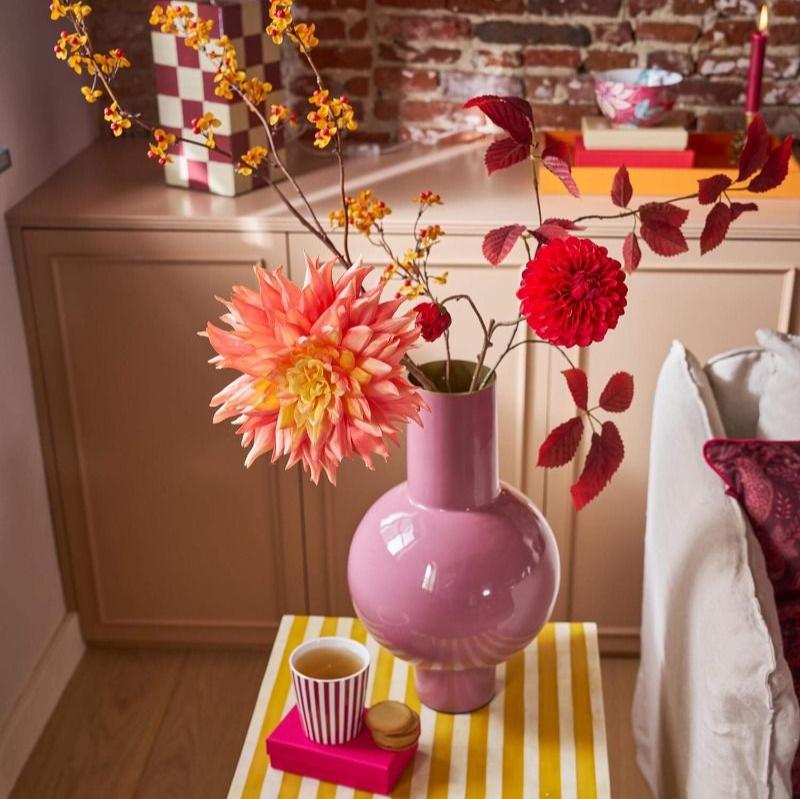 Vase Metal Medium Pink at Home Smith
