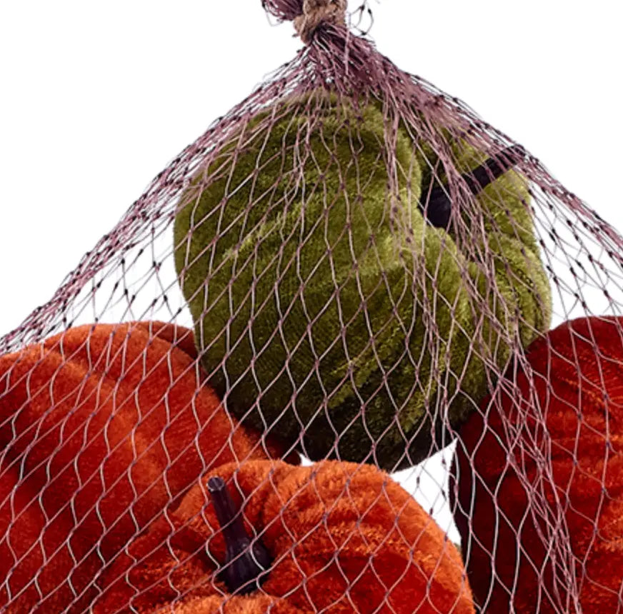 Home Smith Velvet Mini Pumpkins in Orange and Green - Bag of 9 Allstate Floral Succulents, Spheres & Fruit