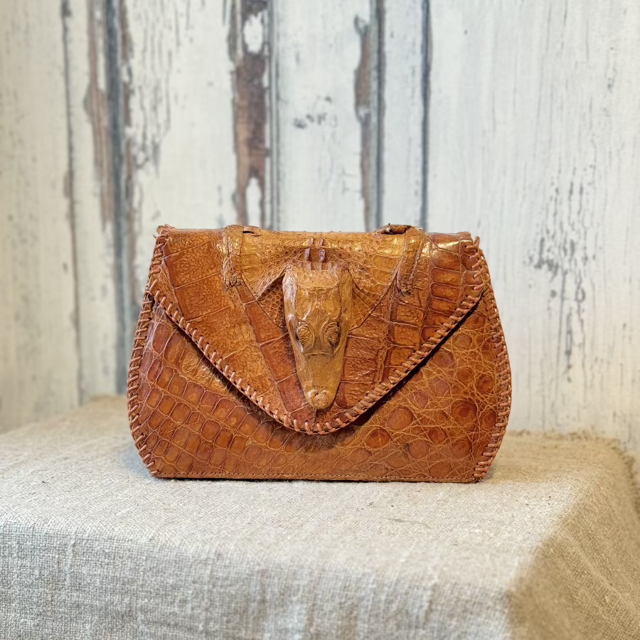 Real alligator purse with head hot sale