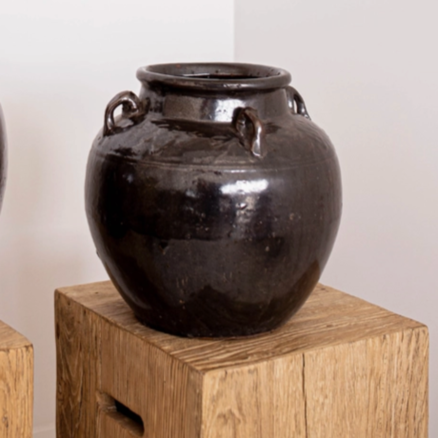 Vintage Black Glazed Pot