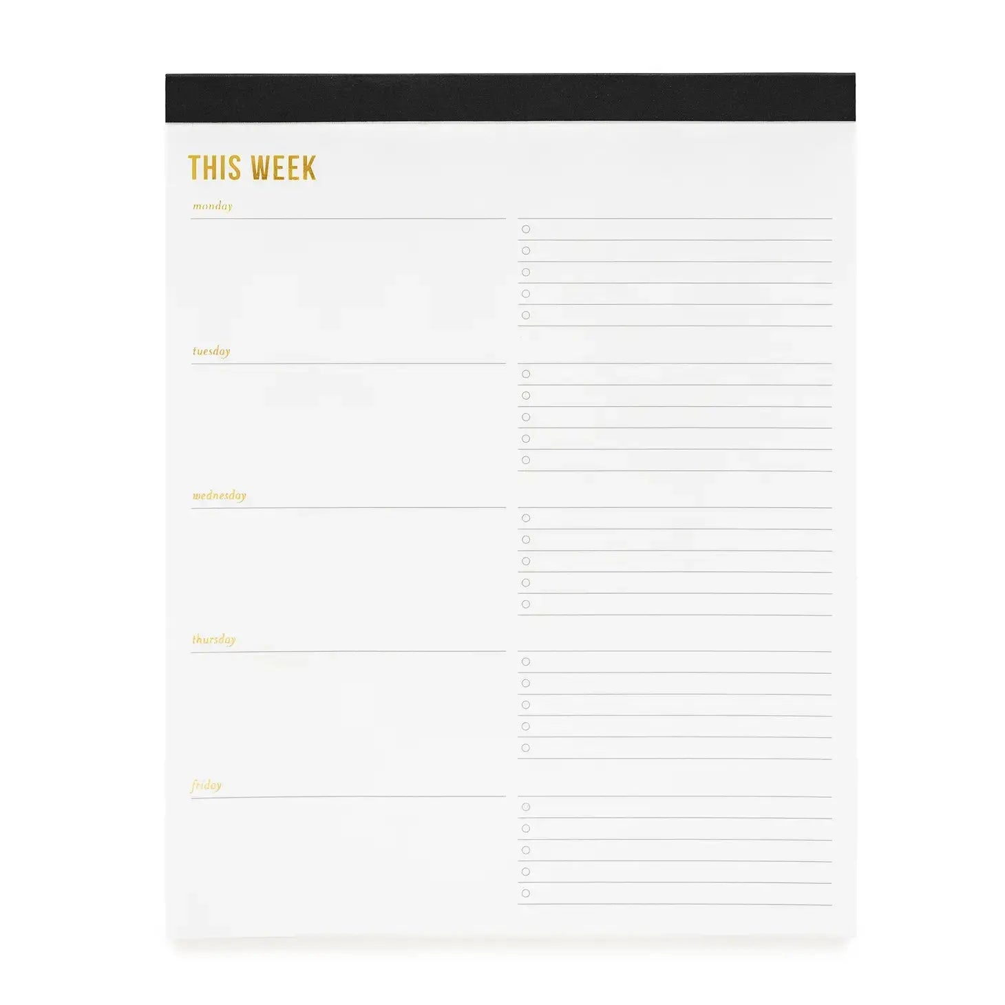 Weekly Organizer Pad in Black - Home Smith