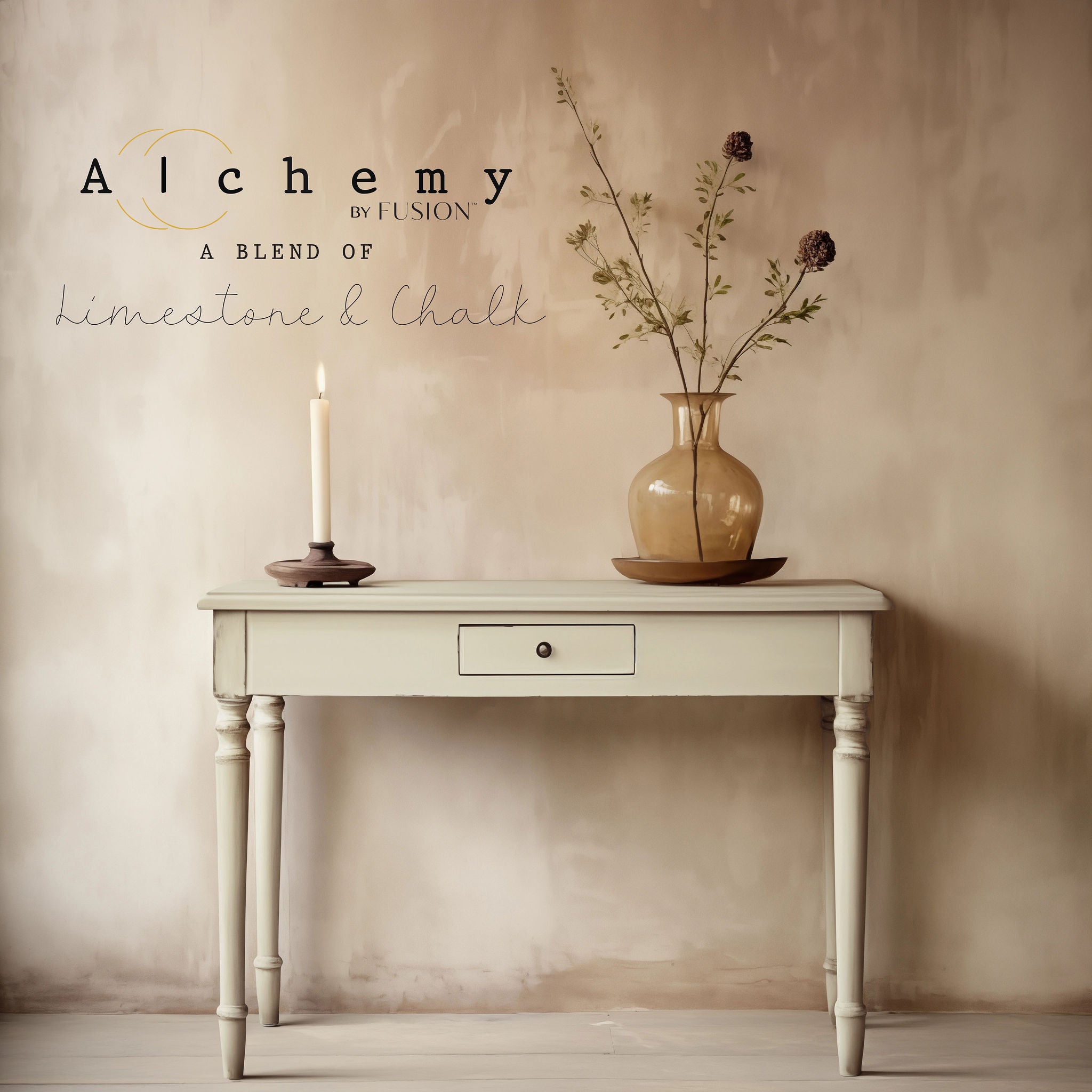 Alchemy Limestone and Chalk Furniture Paint by Fusion in White Oak at Home Smith