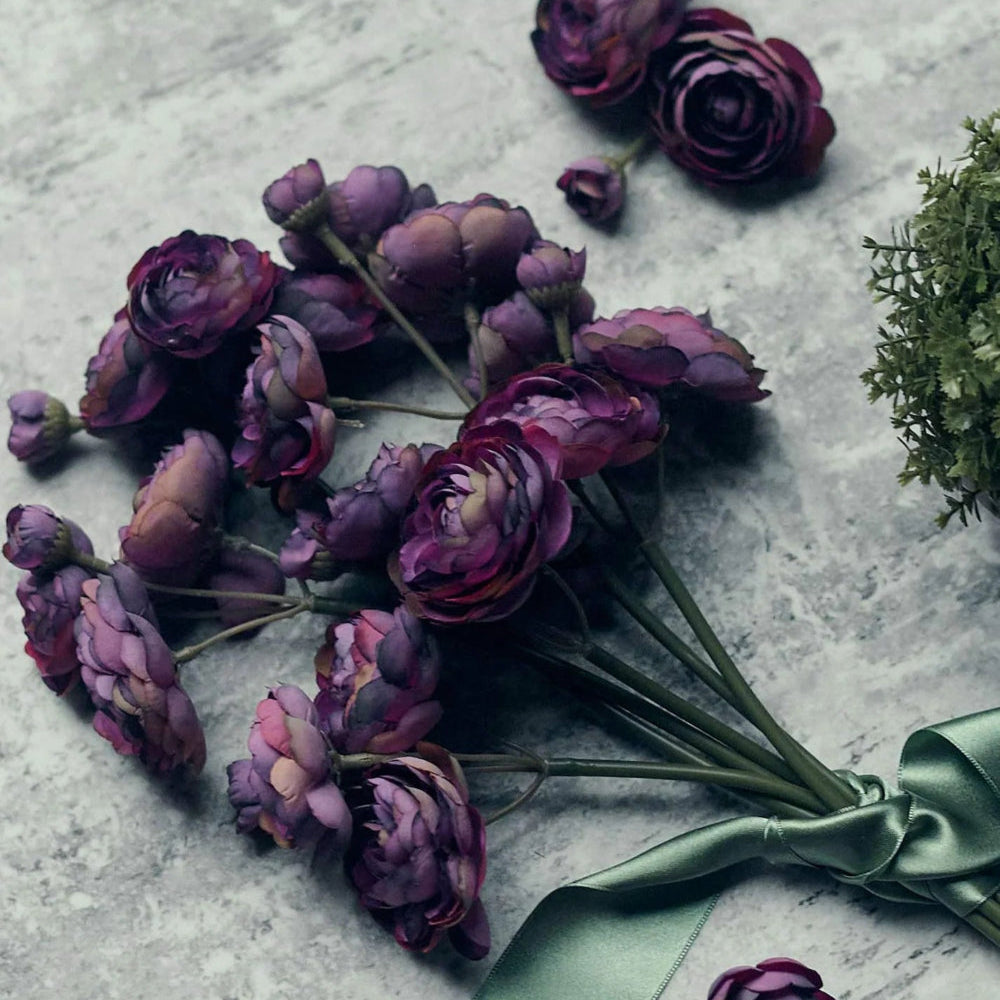 Faux Ranunculus bunch in purple from Abigail Ahern at Home Smith