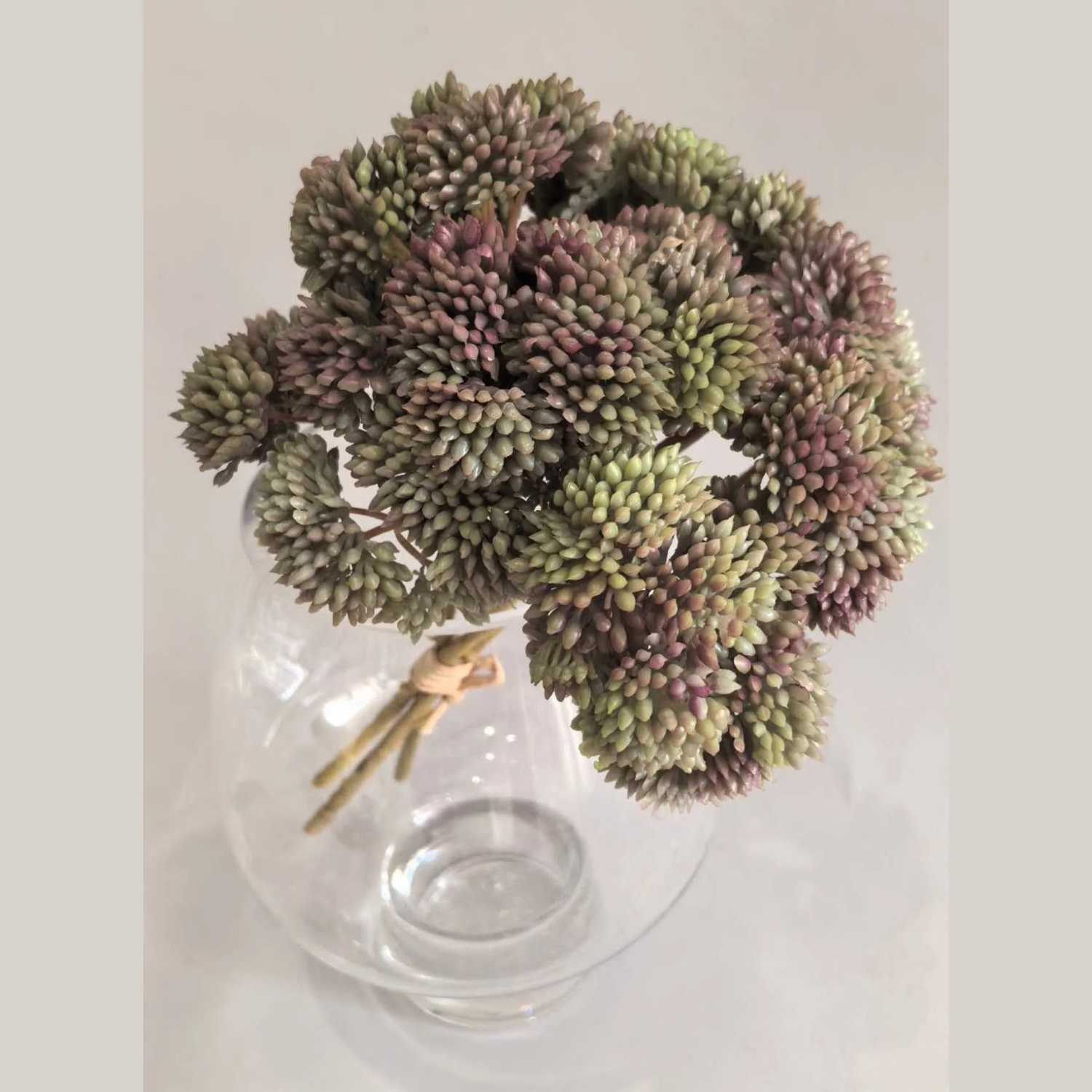 Artificial Mock Lime Bouquet in Green and Burgundy