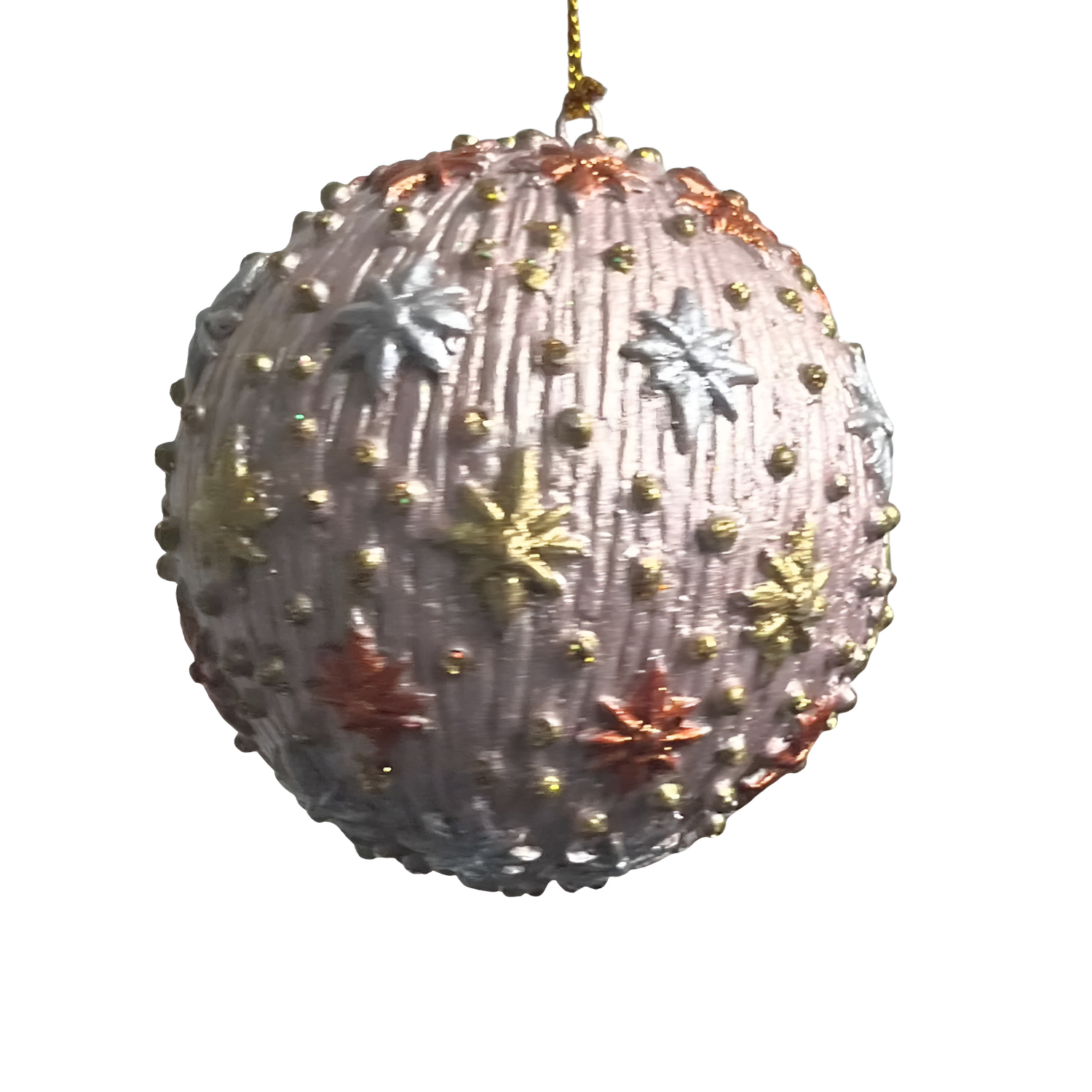 Beaded Petals Holiday Ornament in Champagne Rose