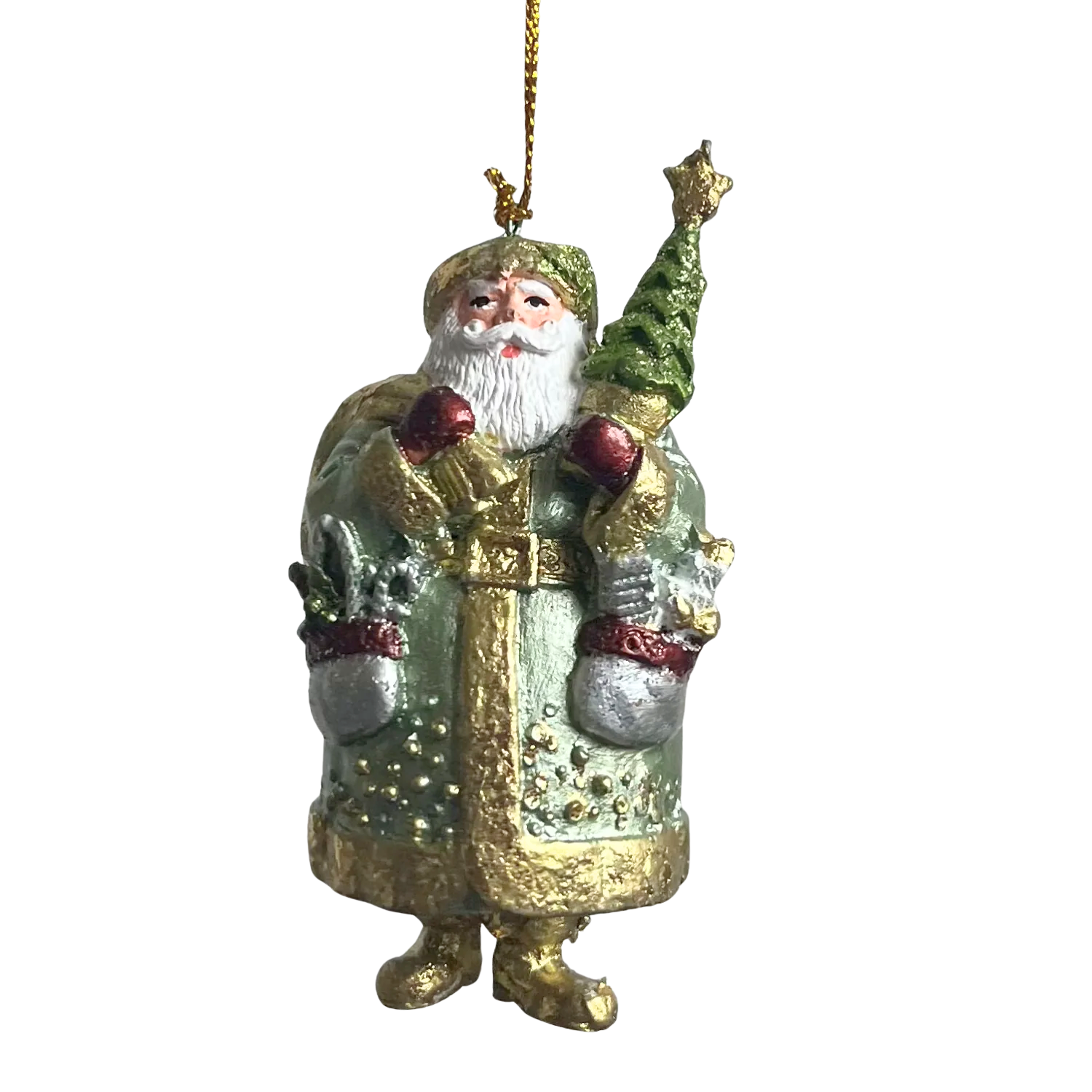 Victorian Santa ready for Christmas with Tree and Toys Holiday Ornament