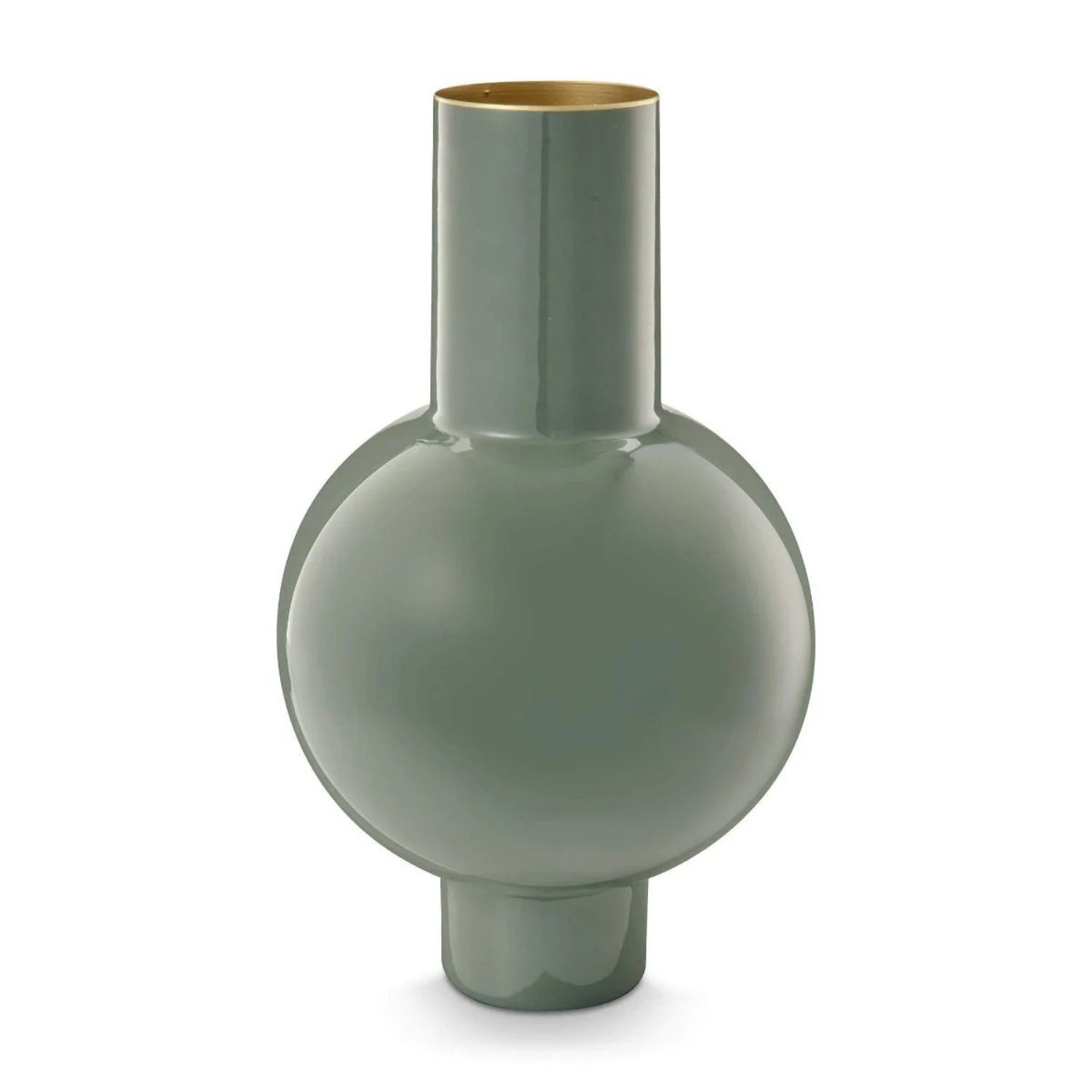 Medium Mid Green Modern Metal Pip Studio Vase