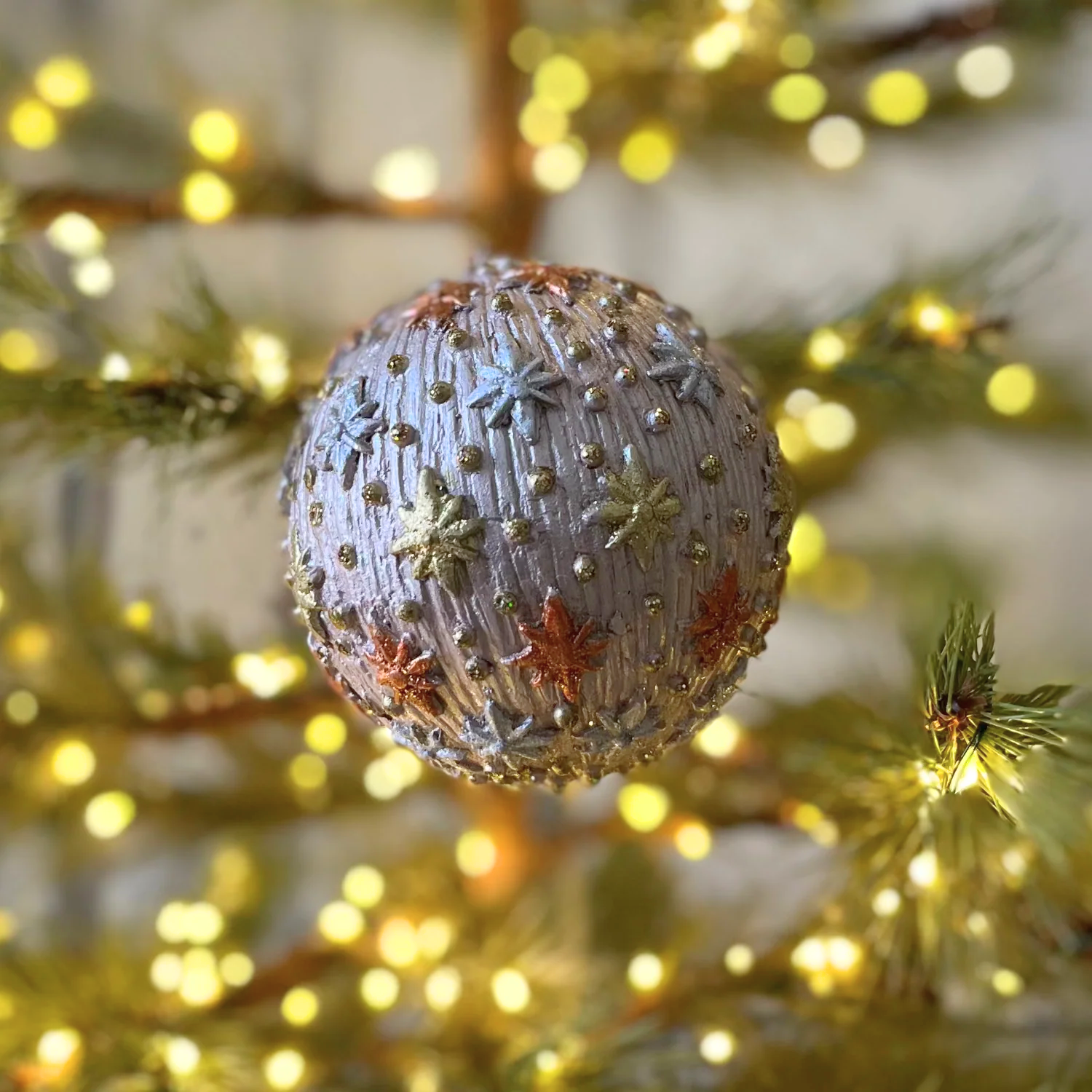 Beaded Petals Holiday Ornament in Champagne Rose