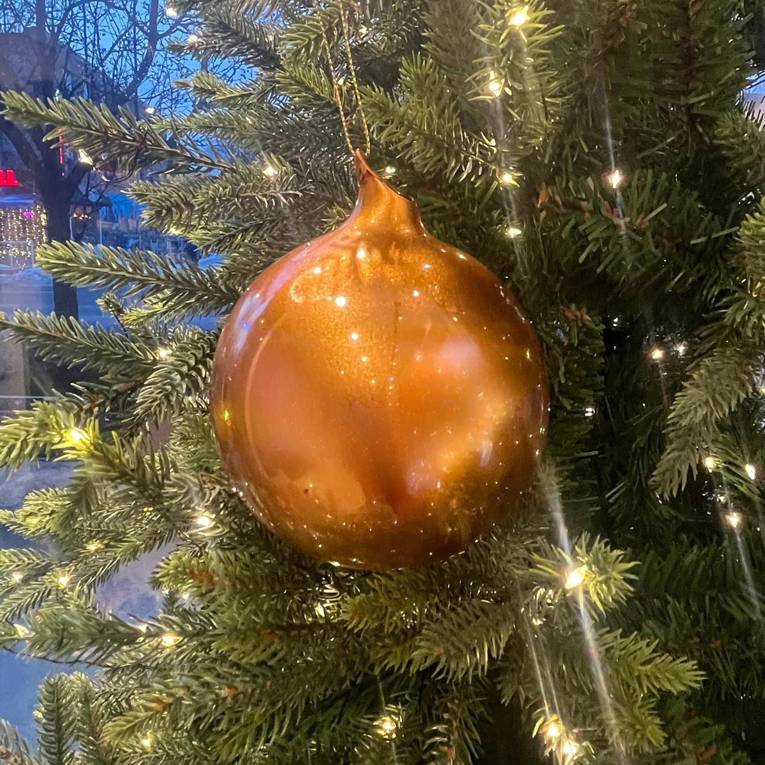 Jim Marvin Handblown Pearl Glass Ornament in Antique Gold