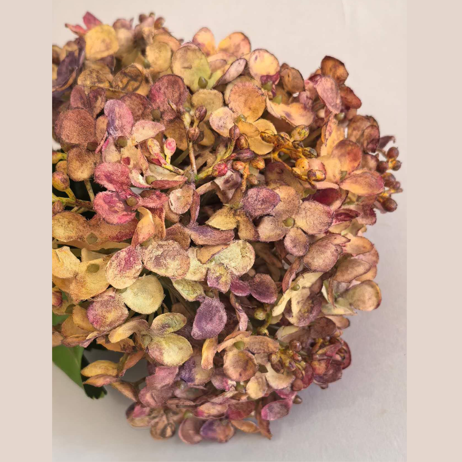 Artificial Fall Dried Hydrangea Stems in Amber Brown