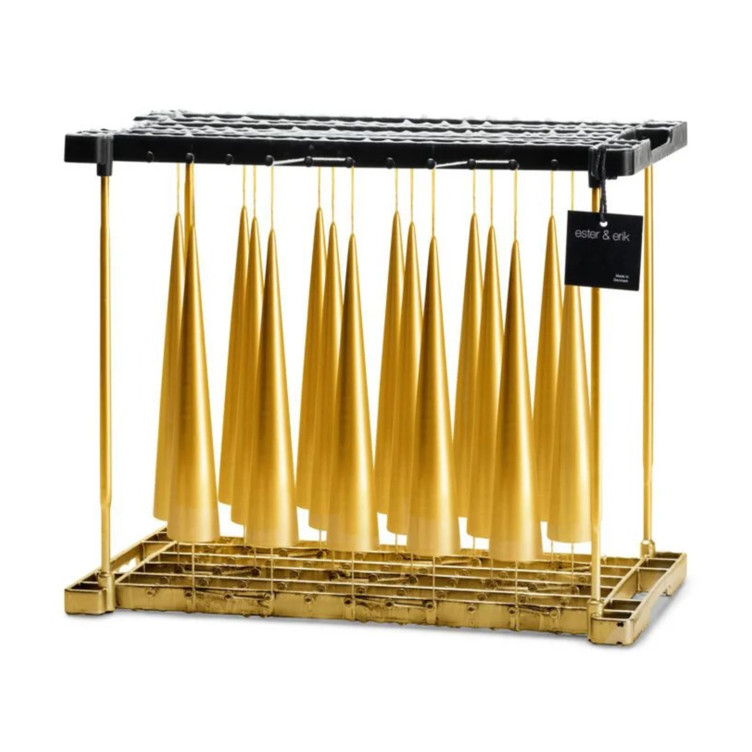 Gold candle holder with candles on a white background