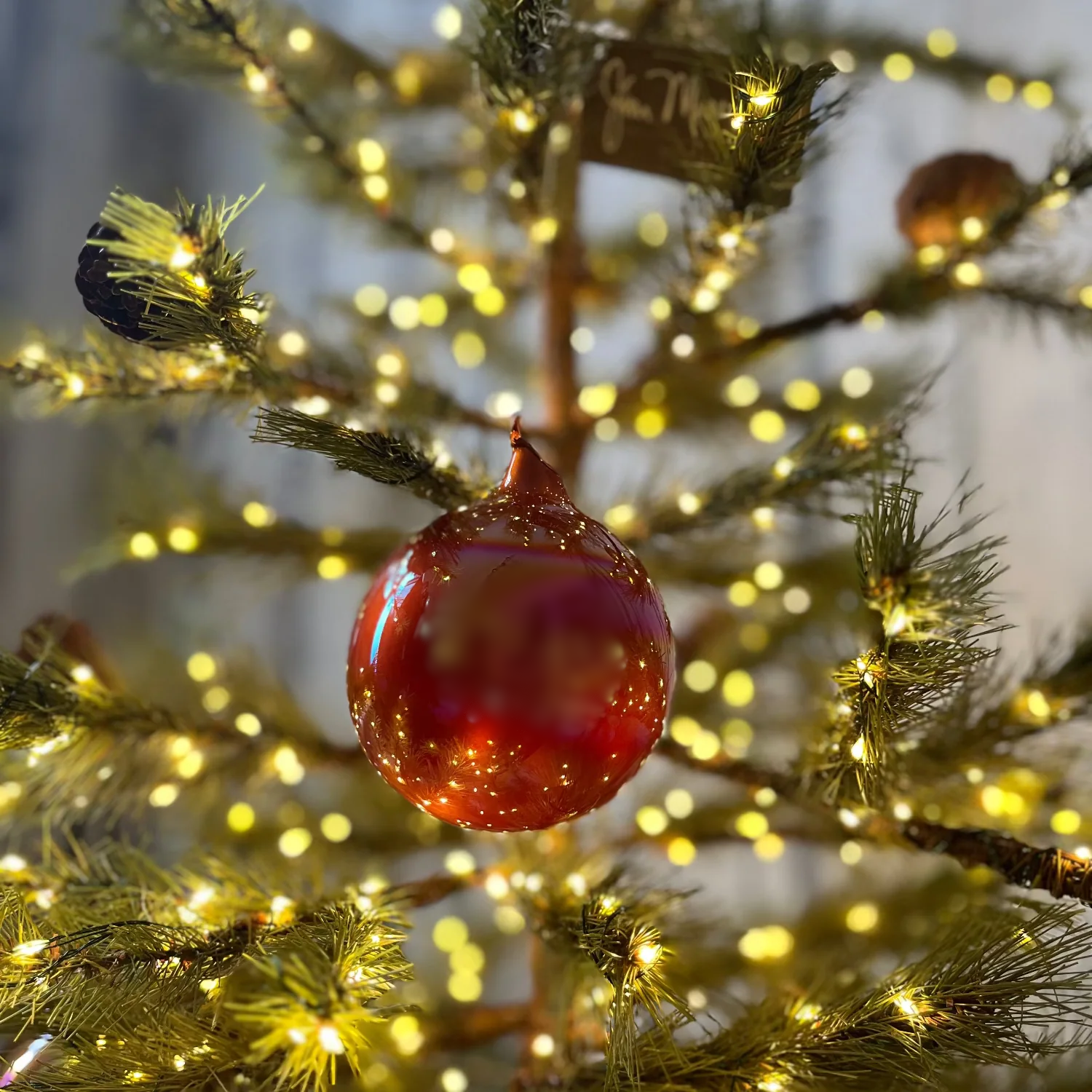 Jim Marvin Pearl Glass Ornaments in Burnished Copper Gold