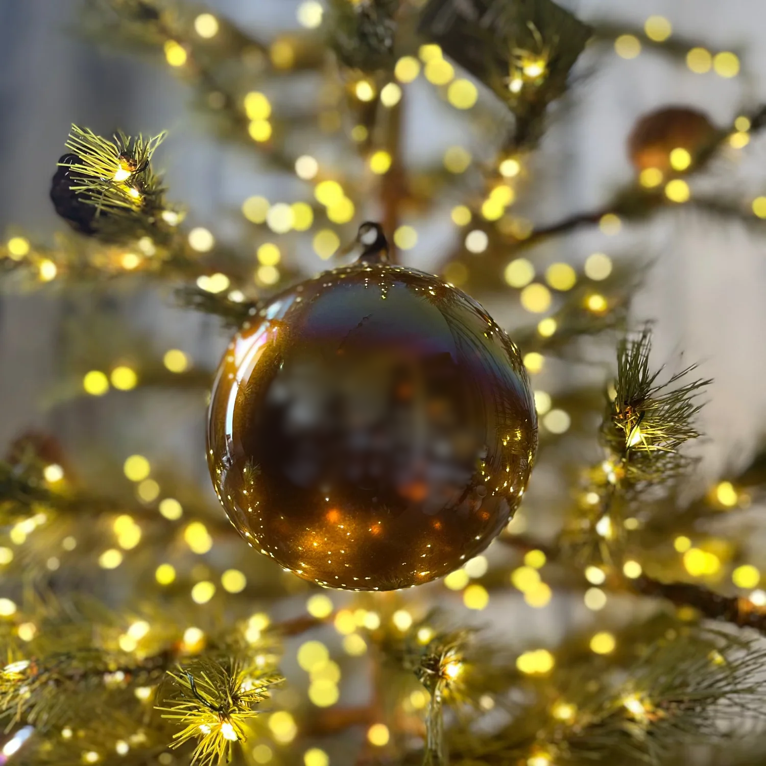 Jim Marvin Handblown Pearl Glass Ornament in Antique Gold