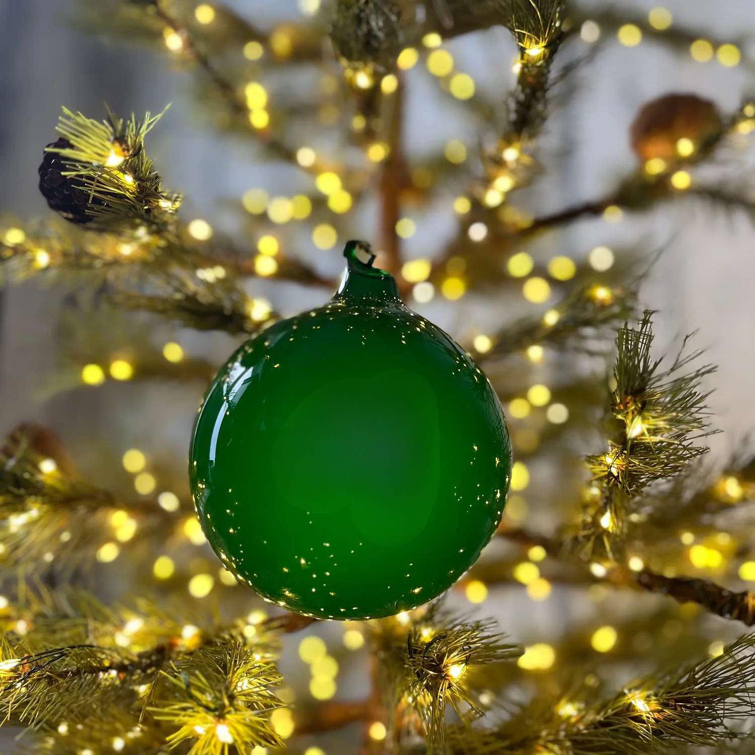 Jim Marvin Bubblegum Glass Ball Ornament in Citrus Green