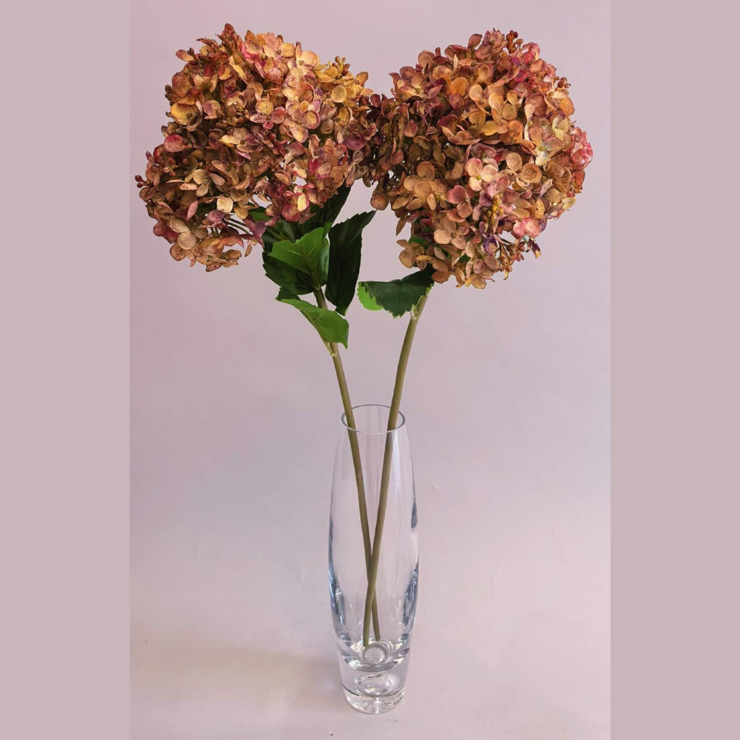 Artificial Fall Dried Hydrangea Stems in Amber Brown