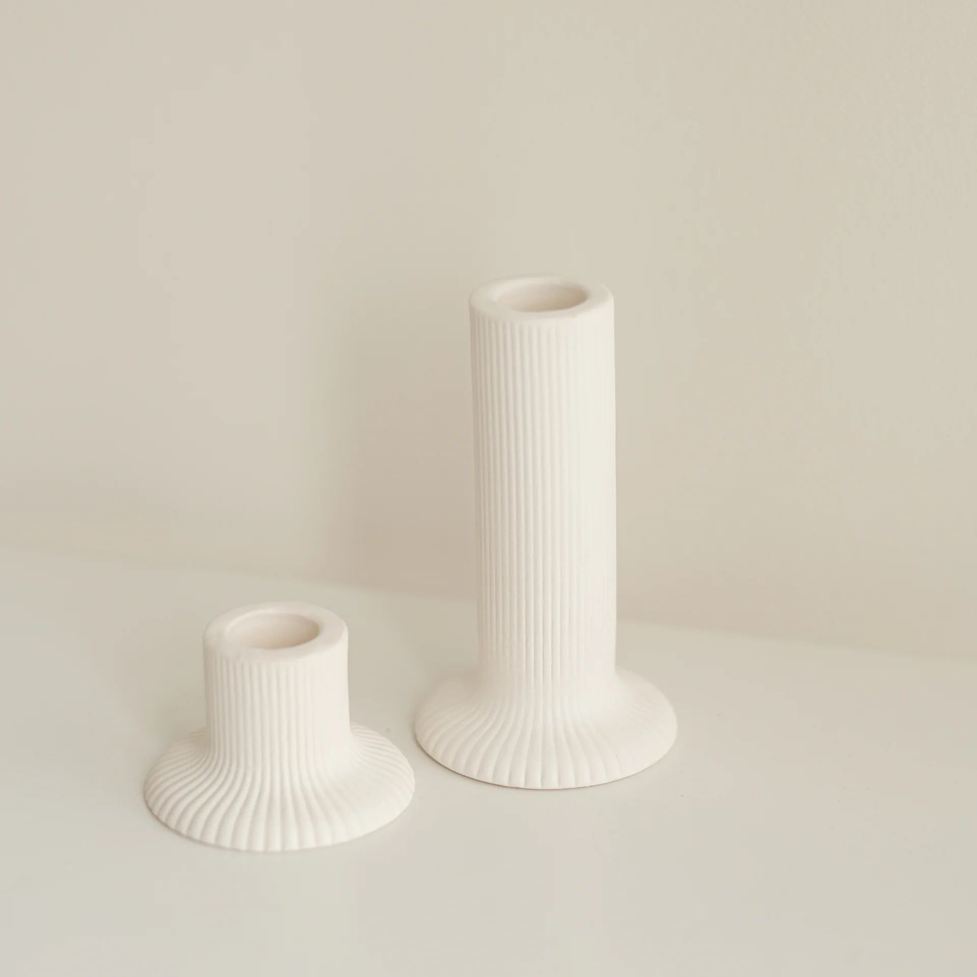 Ridged Ceramic Taper Candle Holders