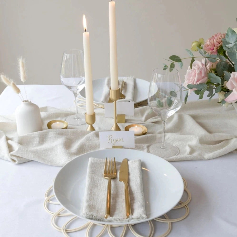 Oatmeal Cotton Gauze Table Runner and Napkins at Home Smith