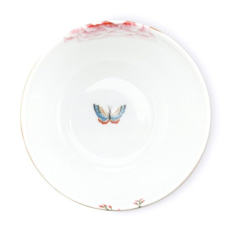 Interior View of Blushing Birds White Porcelain Bowl AT Home Smith 