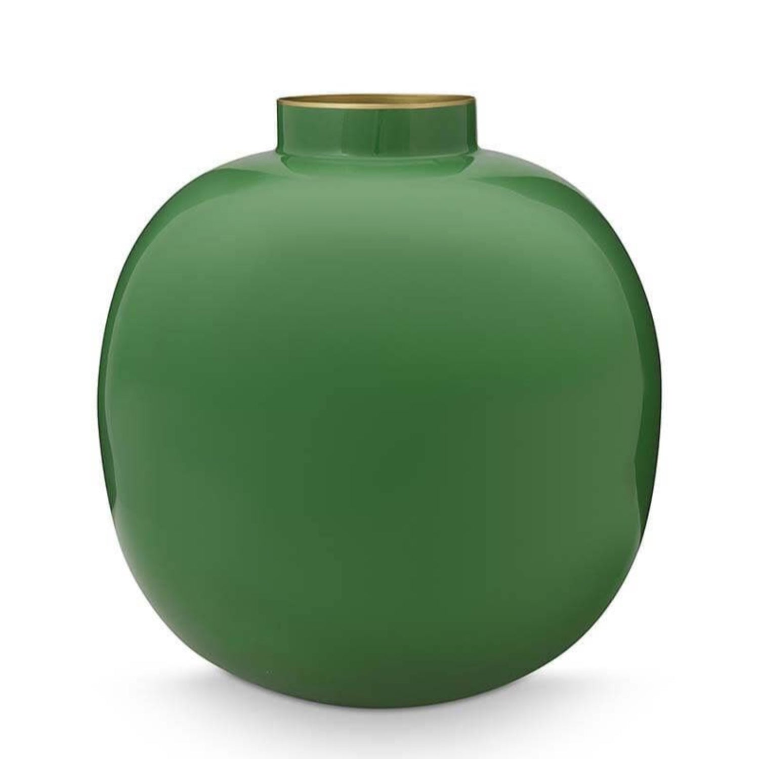 Green vase on a white background