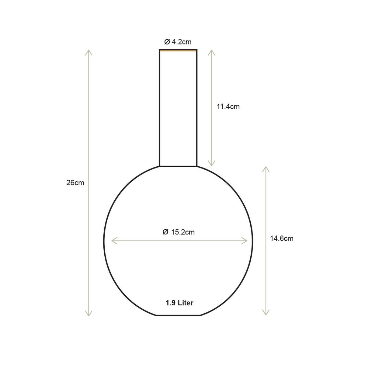Measurement chart of a cylindrical container with dimensions in centimeters