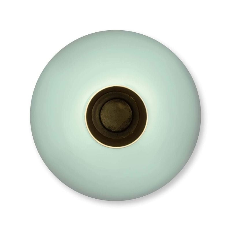 top down view of blue vase