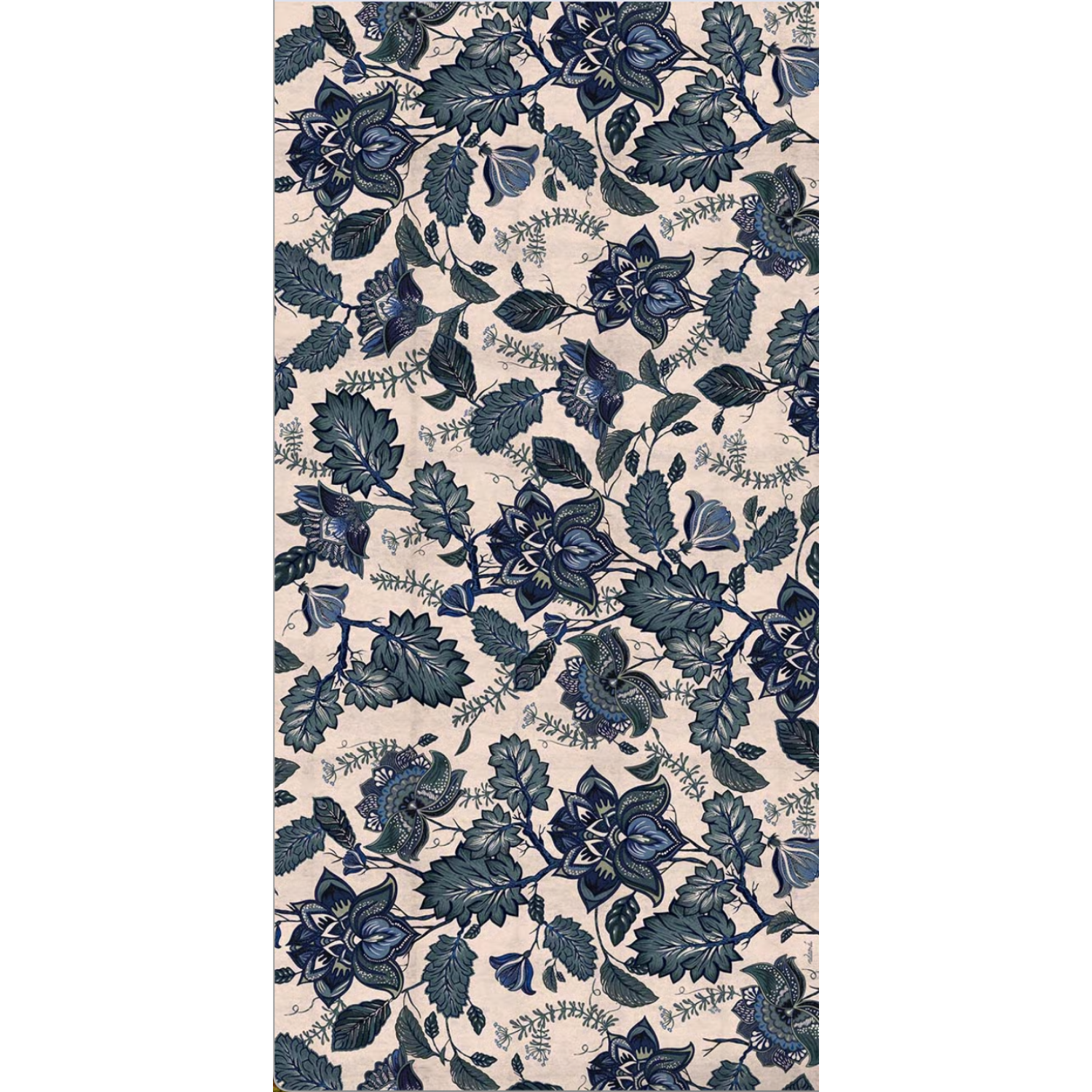 Adama Jacobean Vinyl Rug in Blue at Home Smith