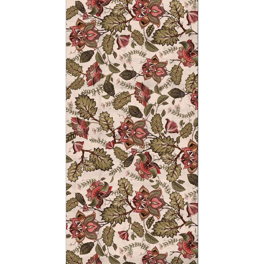 Adama Jacobean Vinyl Rug  in Red at Home Smith