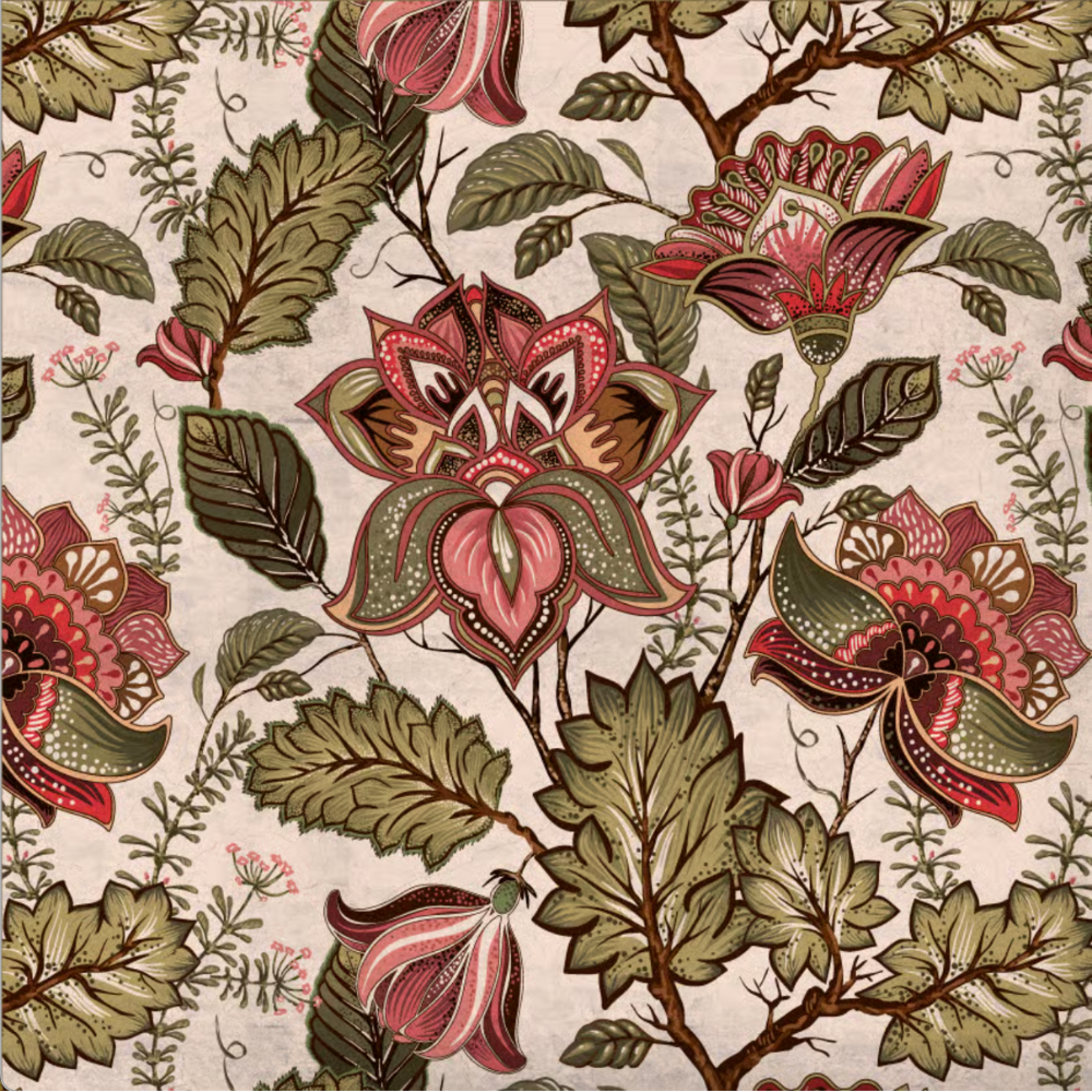 Adama Jacobean Vinyl Rug  in Red at Home Smith