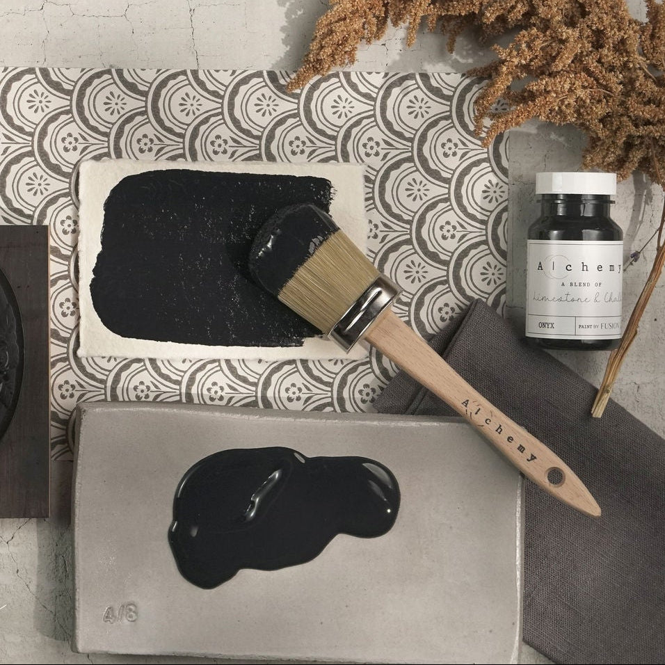 Alchemy limestone and chalk furniture paint by Fusion in Onyx at Home Smith