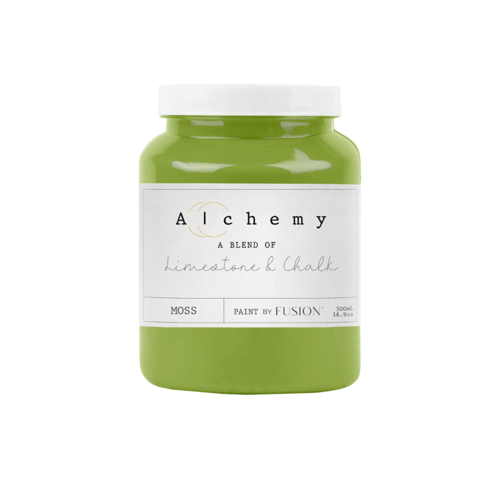Alchemy Limestone and Chalk Furniture Paint by Fusion in Moss at Home Smith 