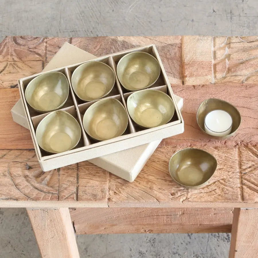 Alma Metal Tealight Holders in Brass - Home Smith