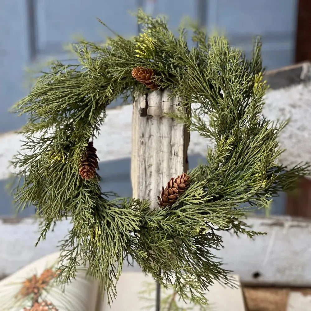 Home Smith Alpine Cedar Mini Wreaths | Candle Rings Lancaster Home Holiday Candle Rings