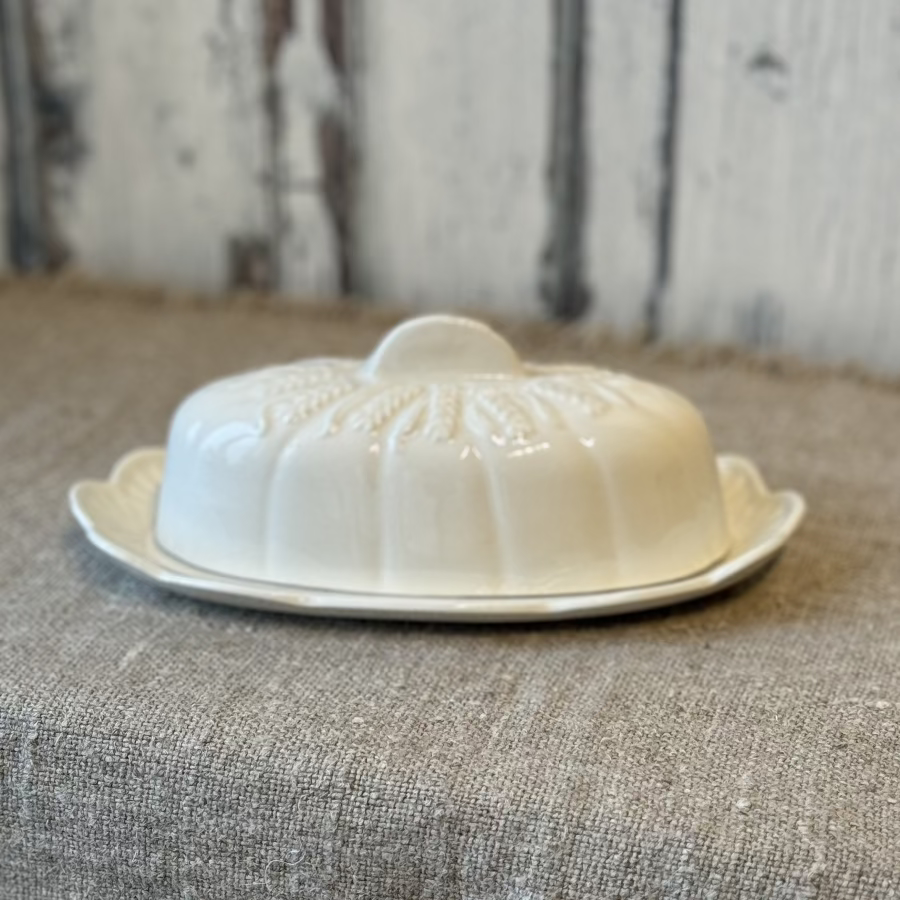 Vintage Royal Crownford Ironstone White Wheat Covered Butter