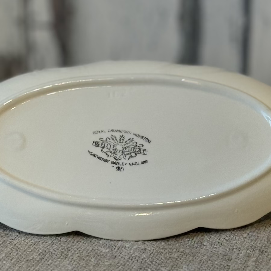 Vintage Royal Crownford Ironstone White Wheat Covered Butter