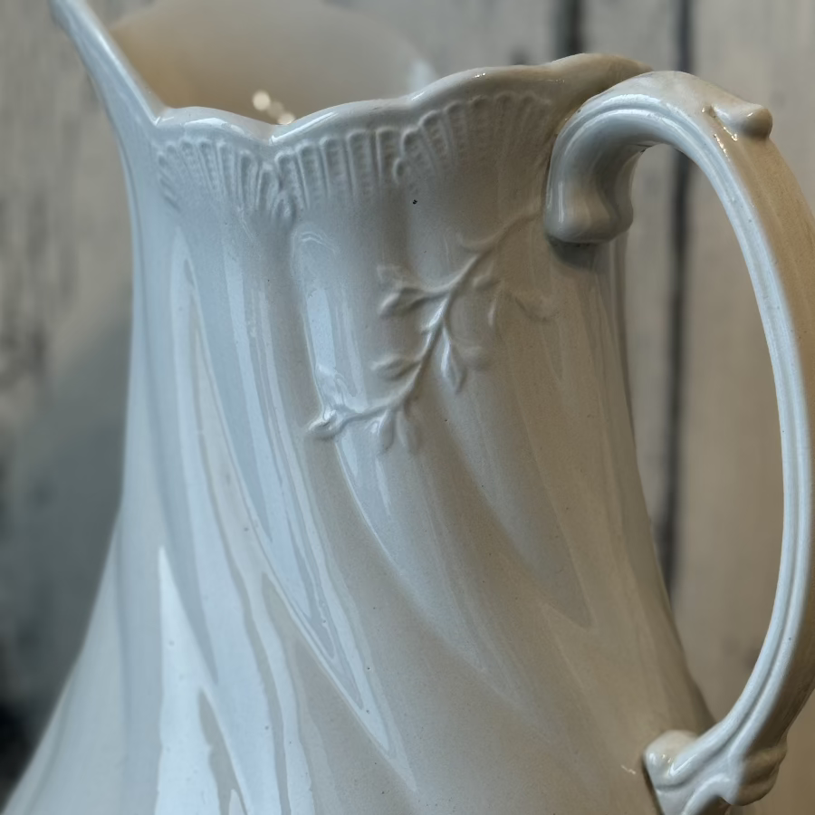 Antique White Stoneware Pitcher