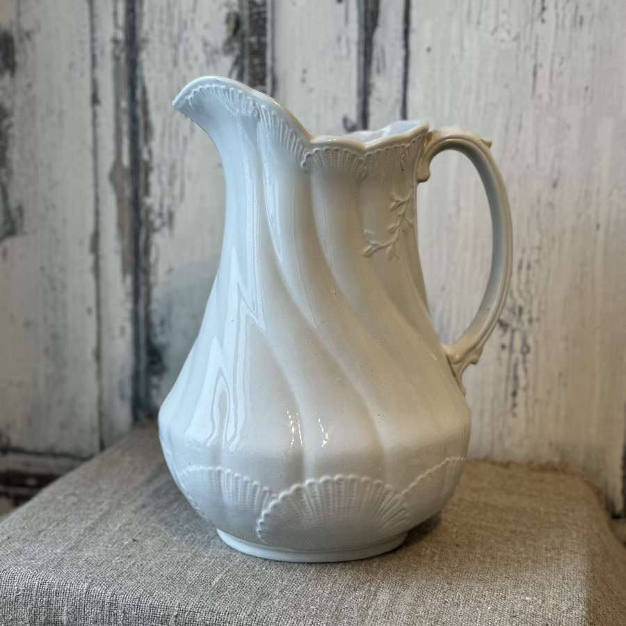 Antique White Stoneware Pitcher