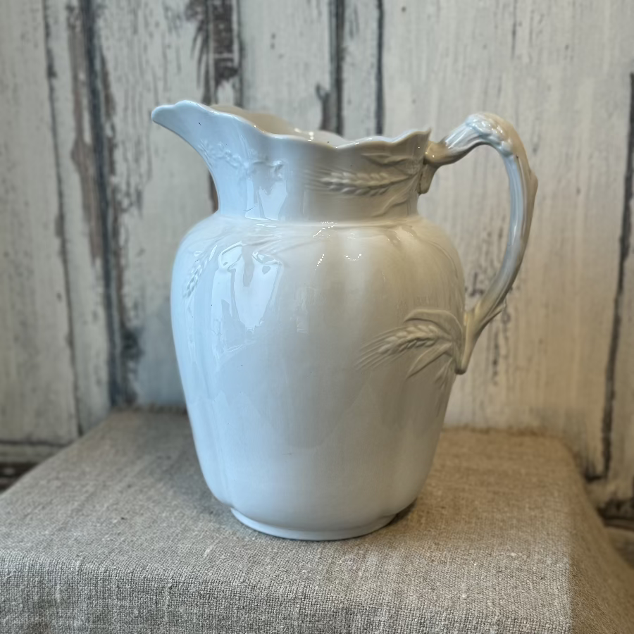 Antique White Stoneware Pitcher