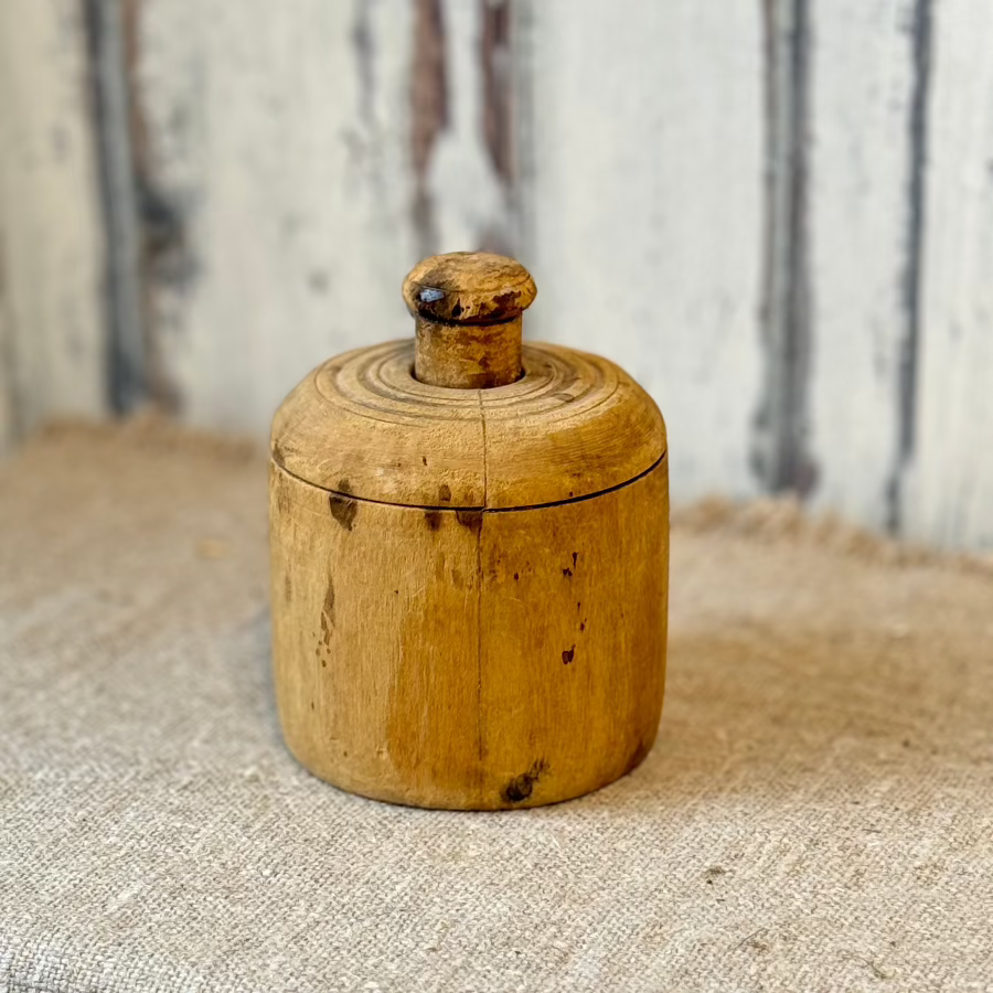 Antique Wood Carved Butter Press Mold