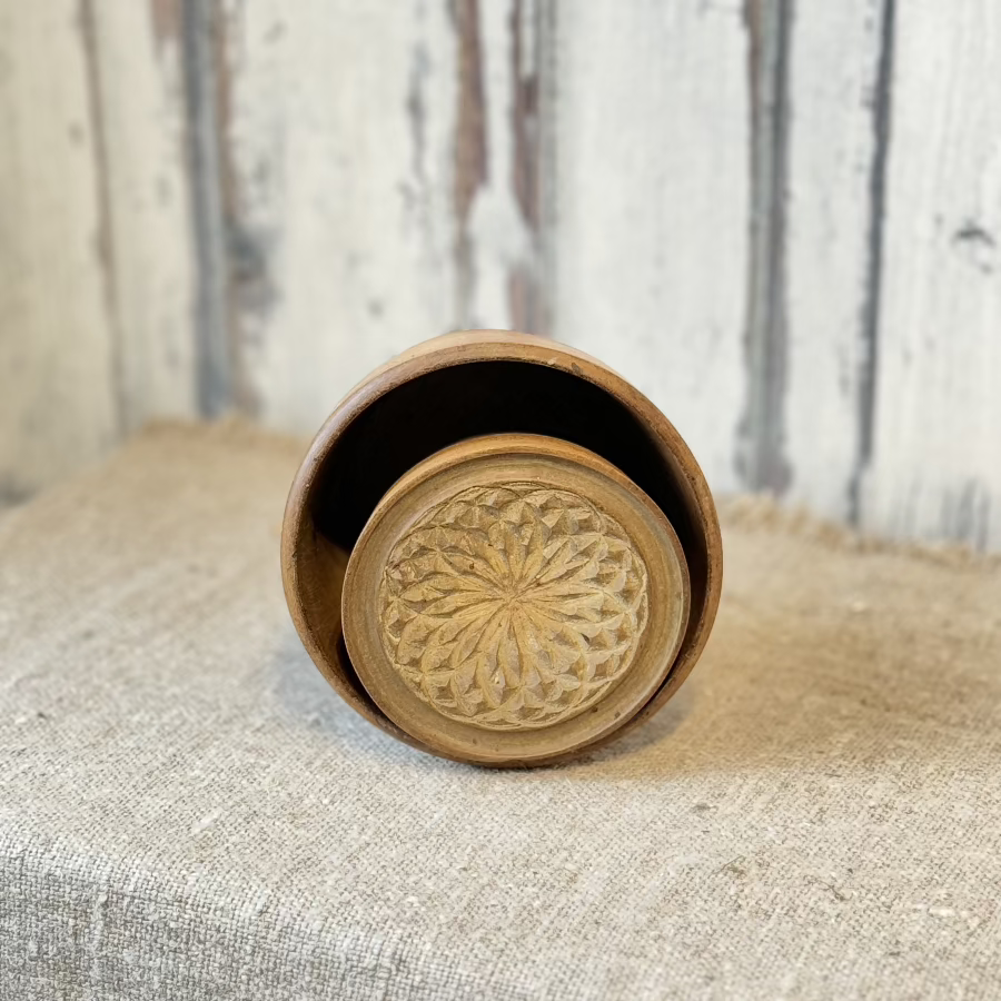 Antique Wood Carved Butter Press Mold
