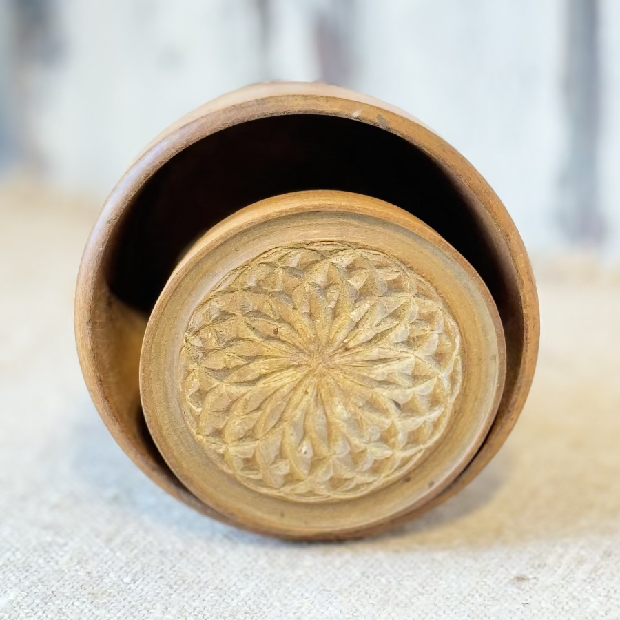 Antique Wood Carved Butter Press Mold