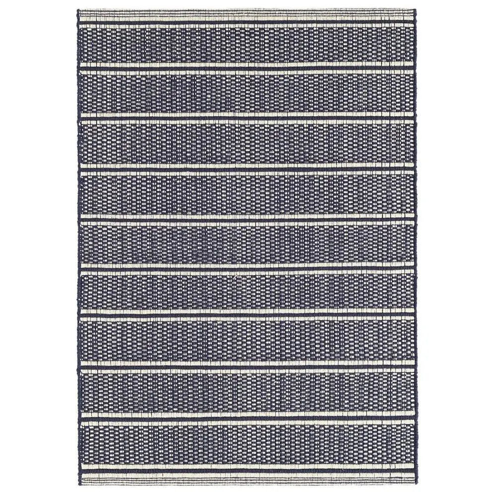 Archer Navy Woven Cotton Rug - Home Smith