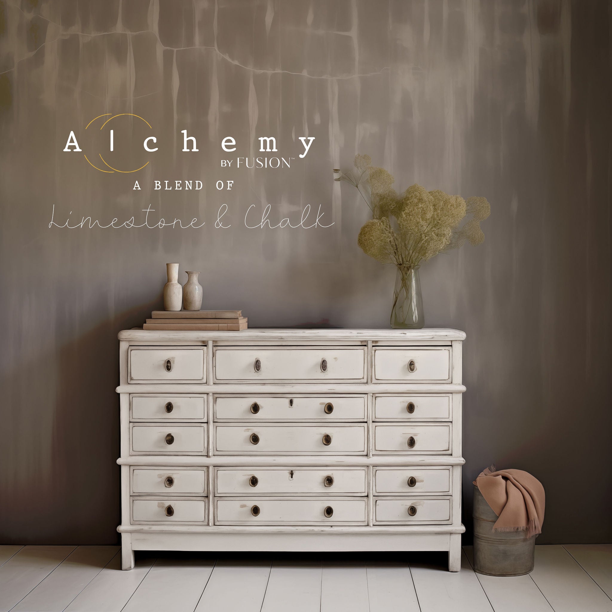 Alchemy Limestone and Chalk Furniture Paint by Fusion in Birch at Home Smith