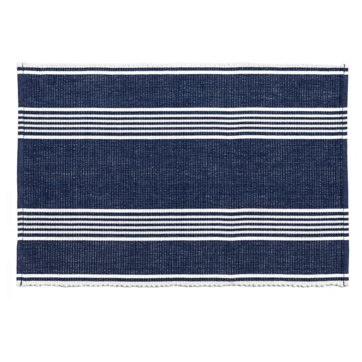 Home Smith Bistro Stripe Indigo Placemats - Set of 4 Annie Selke Placemats and Tablerunners