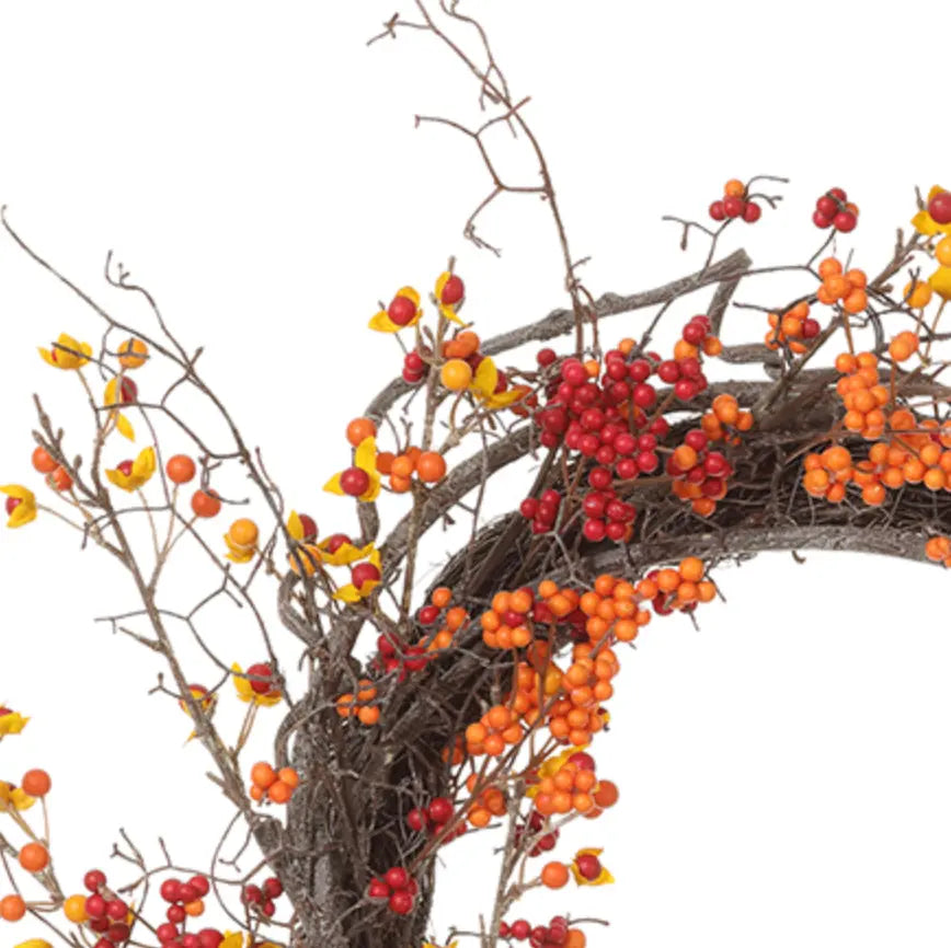 Home Smith Bittersweet Fall Wreath in Orange Red Allstate Floral Wreaths