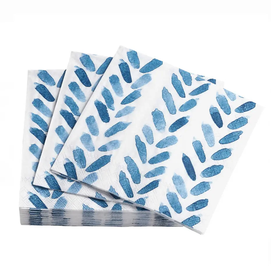 Brush Stroke Blue Cocktail Napkins - Home Smith